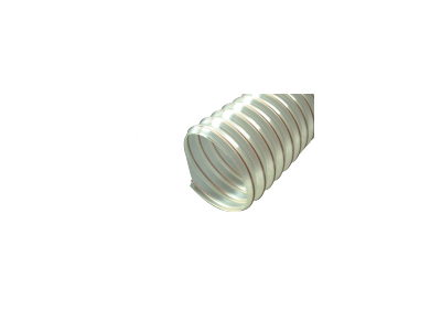 Description : Polyester polyurethane wall.   Steel spiral to be grounded.
Excellent flexibility, abrasion resistance, compressibility, resistance to hydrolysis and microbes. Free of halogen and softeners.

Material : Polyester Polyurethane 

Material thickness : 0,4 mm Spring steel wire

Color : Clear

Temperature : -30°C / 100°C 

Applications : Suction of air, dust, oil and petrol fumes.